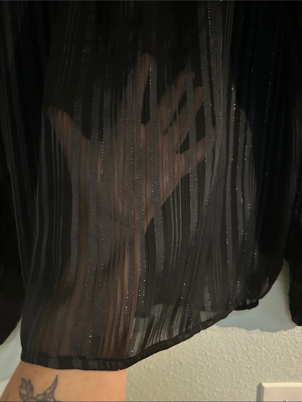 Banana Republic Black Sheer Metallic-detail Blouse